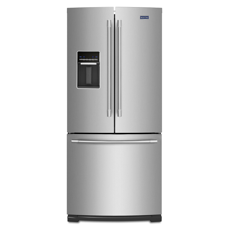 Fingerprint Resistant Stainless Steel 30 Inch Wide French Door Refrigerator With Exterior Water Dispenser 20 Cu Ft Mfw2055frz Maytag